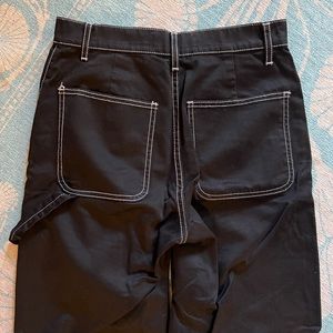 Reformation White Contrast Stitch Black Wide Leg Jeans